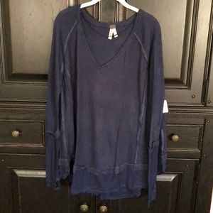 Free People Blue Cozy Top/Sweater with Thumb Holes